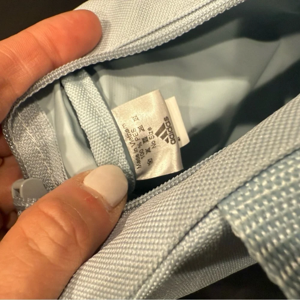 Adidas Light Blue Cosmetic Bag with Red Logo